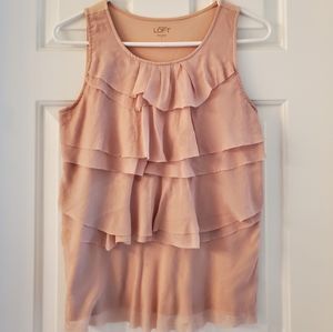 Loft Tiered Ruffle Shirt Dusty Rose